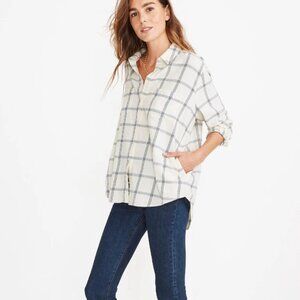 Madewell Flannel Sunday Shirt in Windowpane Plaid Size L MB985